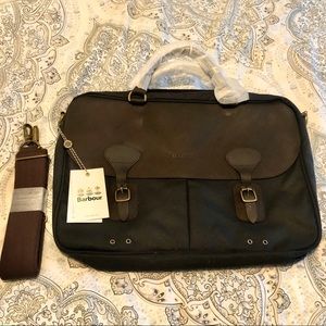 Barbour waxed leather briefcase
